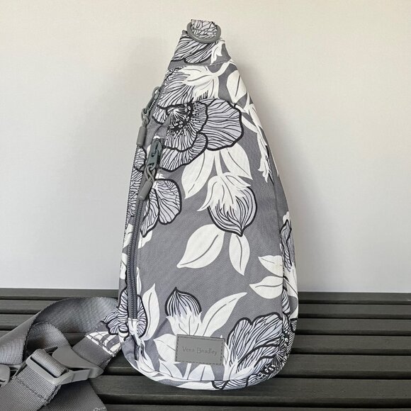 Vera Bradley Moon Shadow Meadow Sling Backpack & wallet Grey and White main image 6